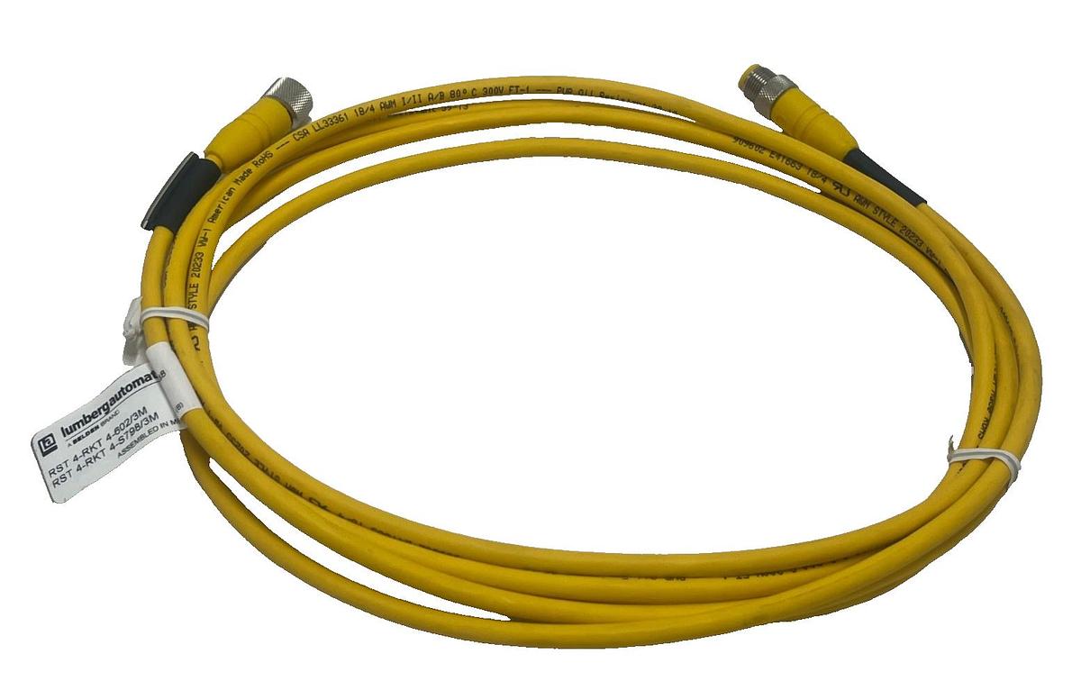 Used LUMBERG RST 4-RKT M12 Male Straight to Female Straight 4-Pin Cordset 1.35 meters