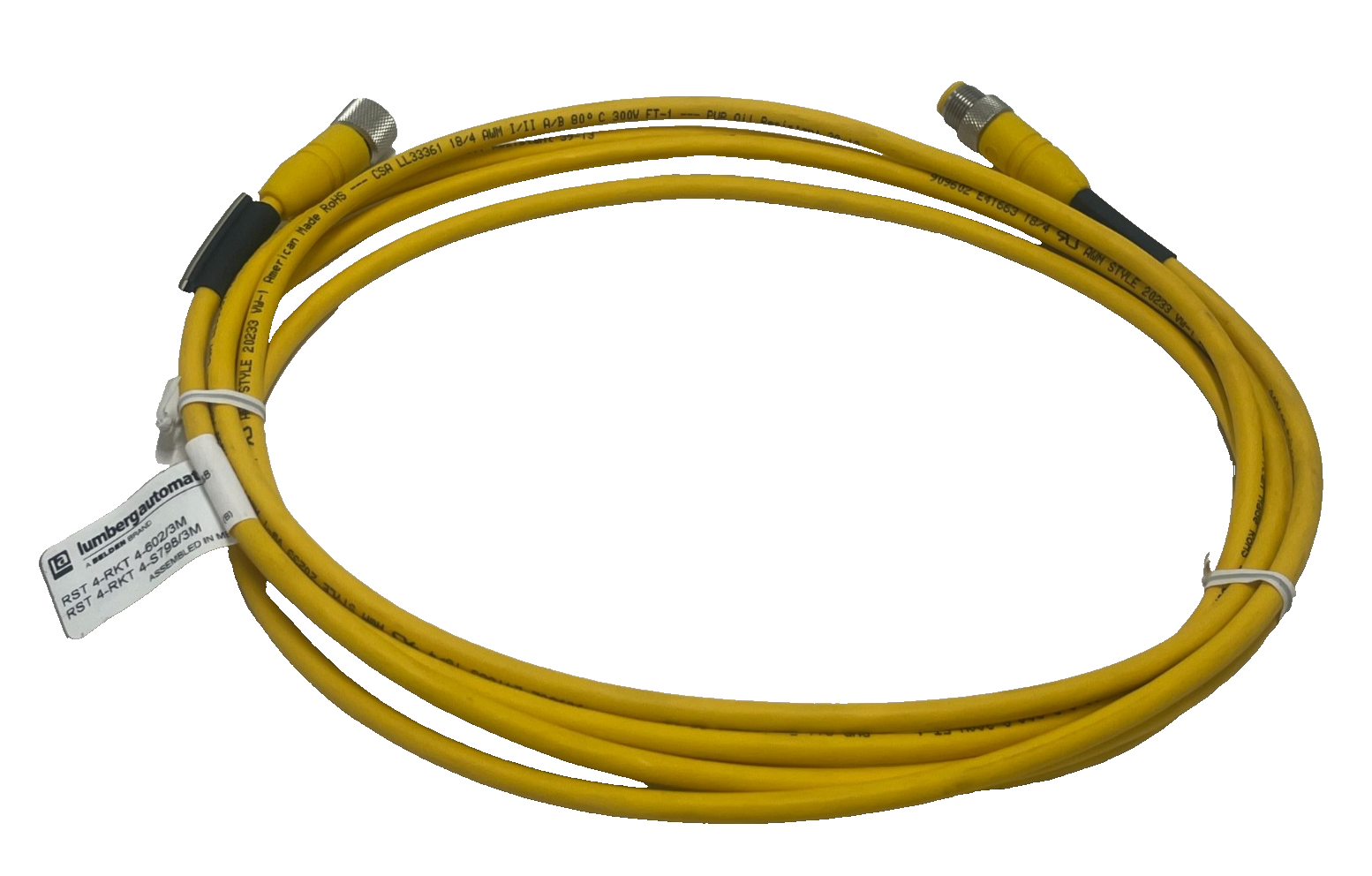 Used LUMBERG RST 4-RKT M12 Male Straight to Female Straight 4-Pin Cordset 1.35 meters