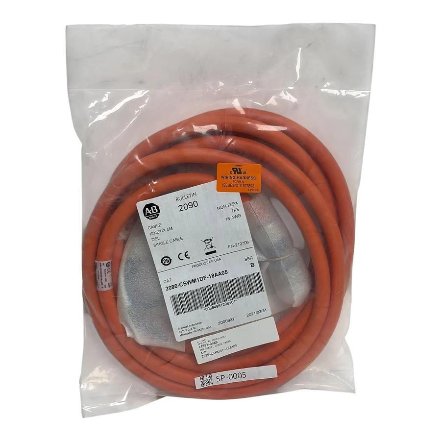 Used New Sealed Allen-Bradley 2090-CSWM1DF-18AA05 Kinetix Motor Cable 5m Ser B