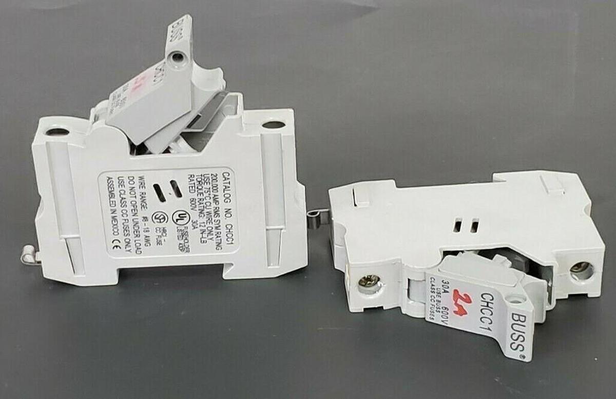 Used LOT OF 2 COOPER BUSSMANN CHCC1 FUSE HOLDERS 30A 600V
