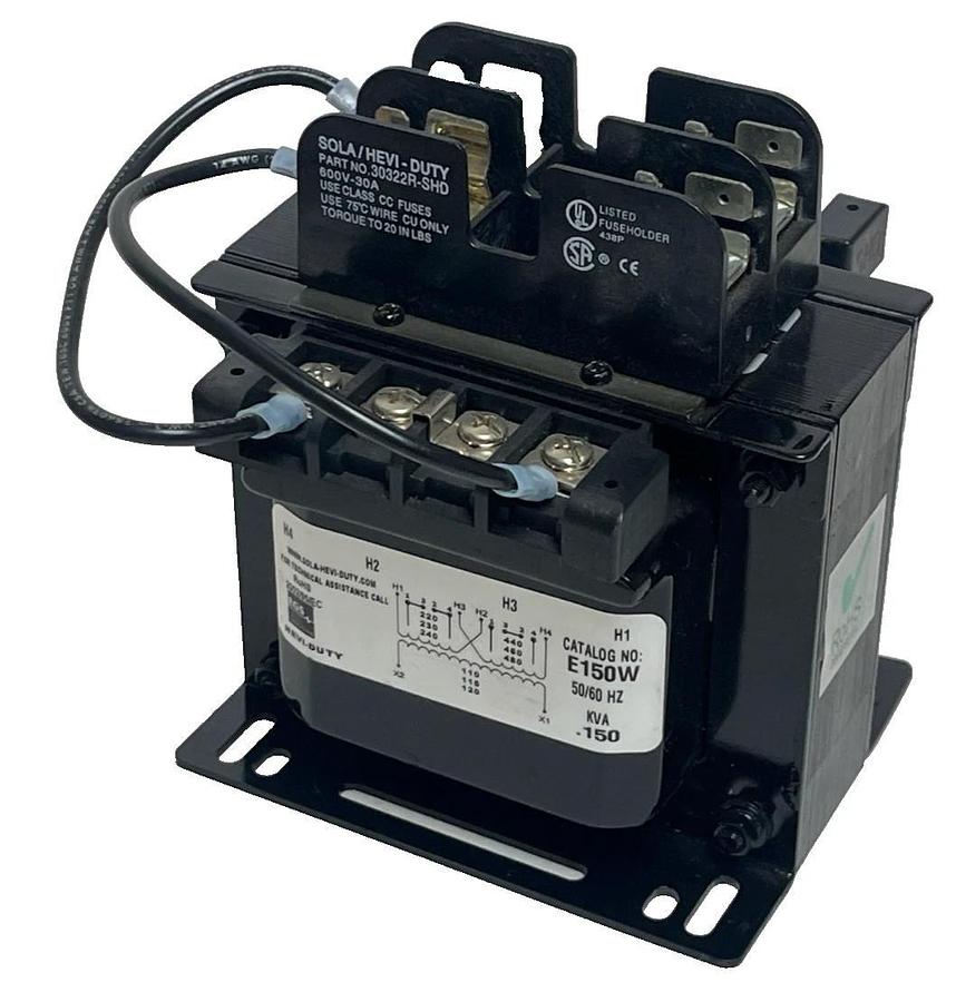 SOLA HEVI-DUTY E150W Transformer | 150VA | W/ 30322R-SHD Fuse Holder, NSMP