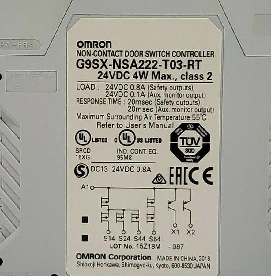 Used NIB OMRON G9SX-NSA222-T03-RT NON-CONTACT DOOR SWITCH CONTROLLER G9SXNSA222T03RT