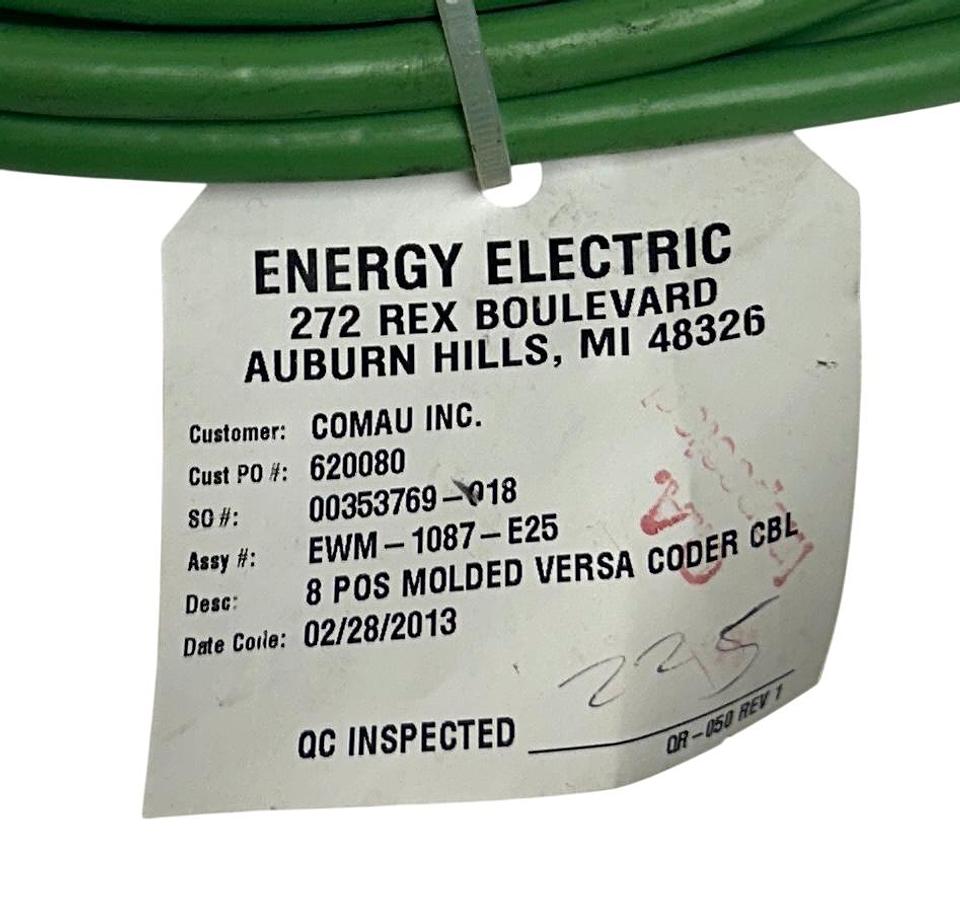 Used ENERGY ELECTRIC EWM-1087-E25 / EWM1087E25 MOLDED VERSA CODER CABLE 8POS 25' NSNP
