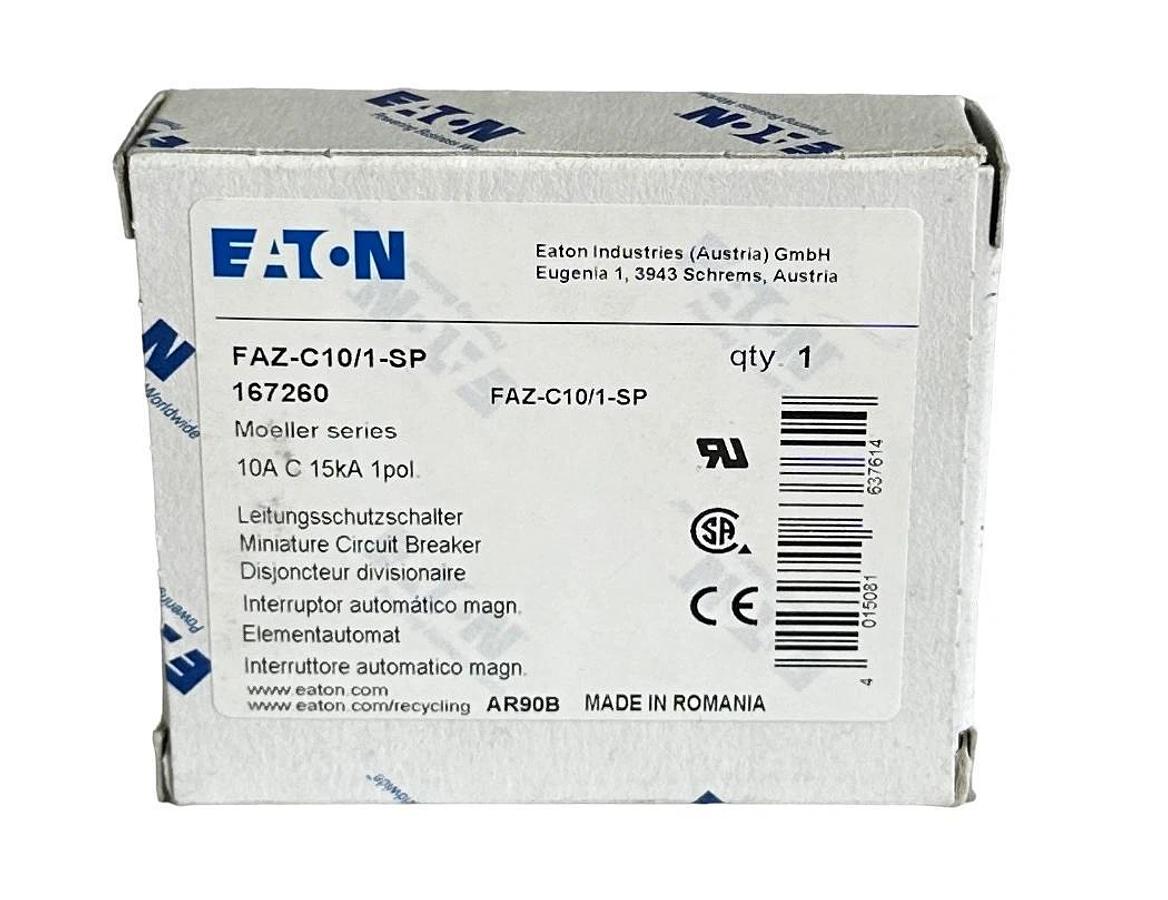NEW EATON FAZ-C10/1-SP / 167260 MOELLER SERIES 10A CIRCUIT BREAKER 1POL 15kA