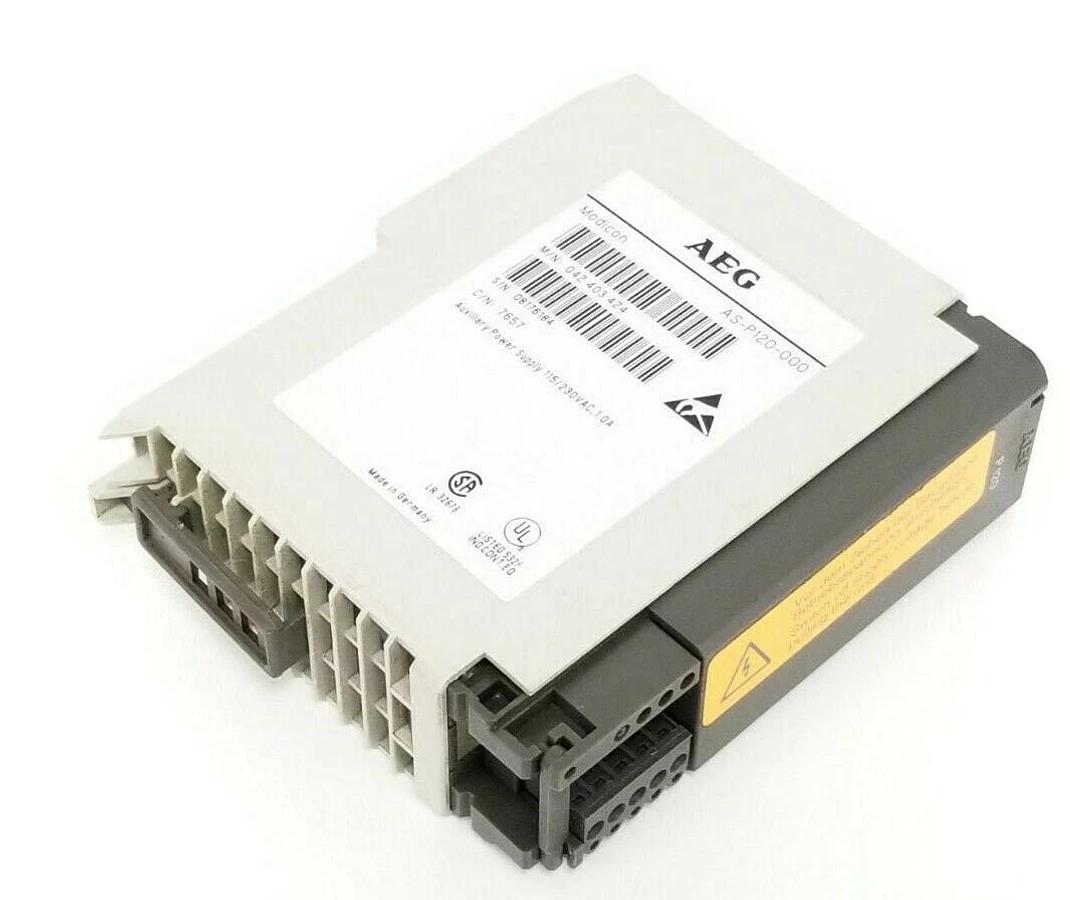 Used MODICON / AEG AS-P120-000 AUXILIARY POWER SUPPLY MODULE 042-403-424 (DAMAGED)