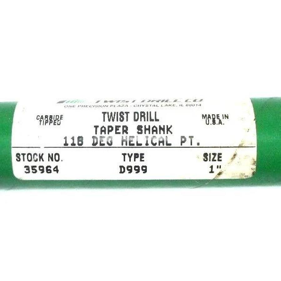 NEW PRECISION TWIST 35964 TAPER SHANK 118 HELICAL PT. DRILL BIT TYPE D999 1"