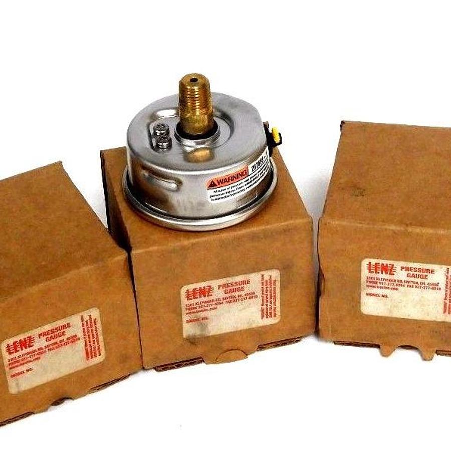 Used LOT OF 3 NIB LENZ 1 1/4" PRESSURE GAUGES 0-100 PSI