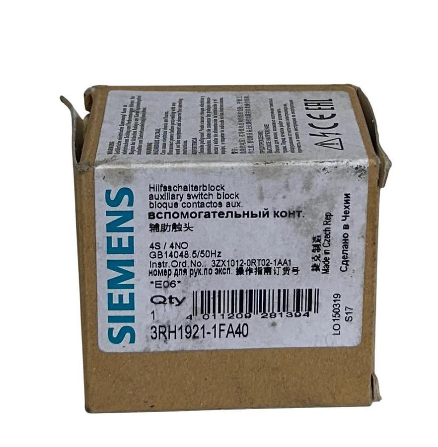 SIEMENS 3RH1921-1FA40 / 3RH19211FA40 AUXILIARY SWITCH CONTACT BLOCK 4S/4NO NSMP