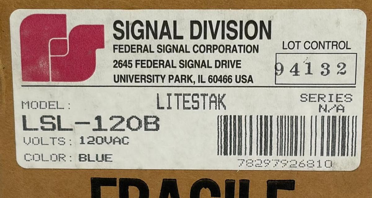 Used Federal Signal Litestak LSL-120B Blue Light Module 120VAC New Old Stock NOS