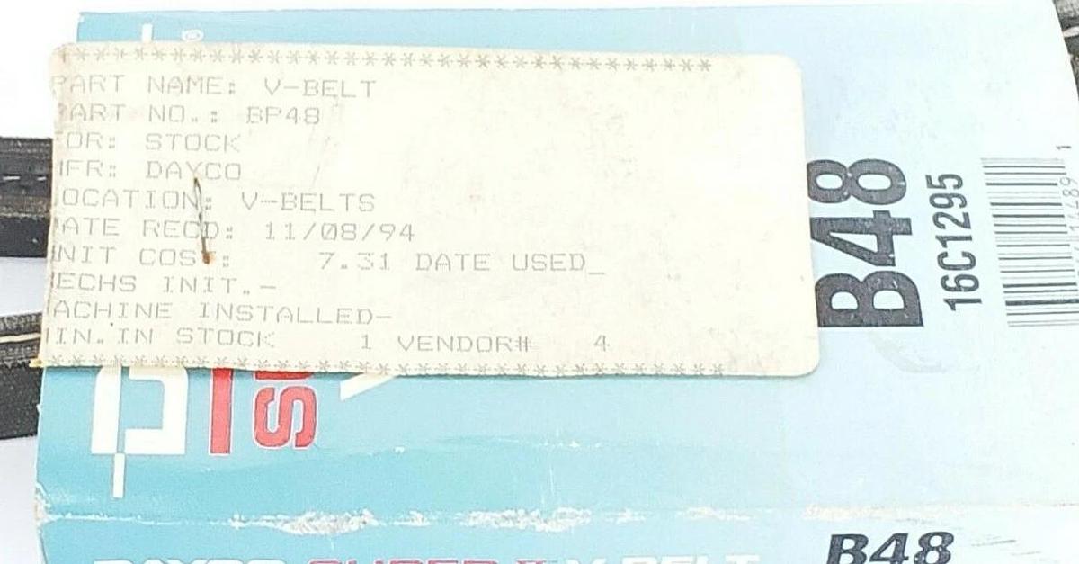 NEW DAYCO B48 SUPER II V-BELT I6C1295, 21/32X51''