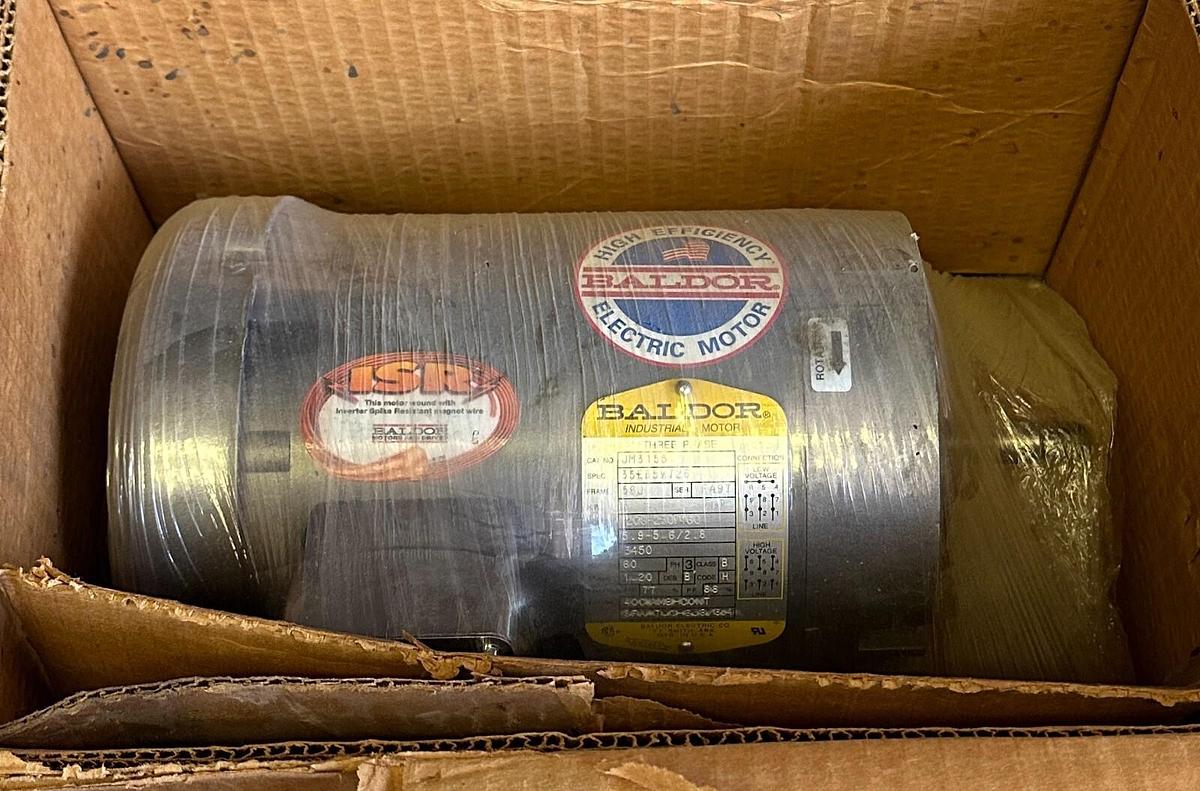 Used NEW BALDOR JM3155 ISR ELECTRIC MOTOR 2HP 3-PH 208-230/460V 3450RPM 35E65W726