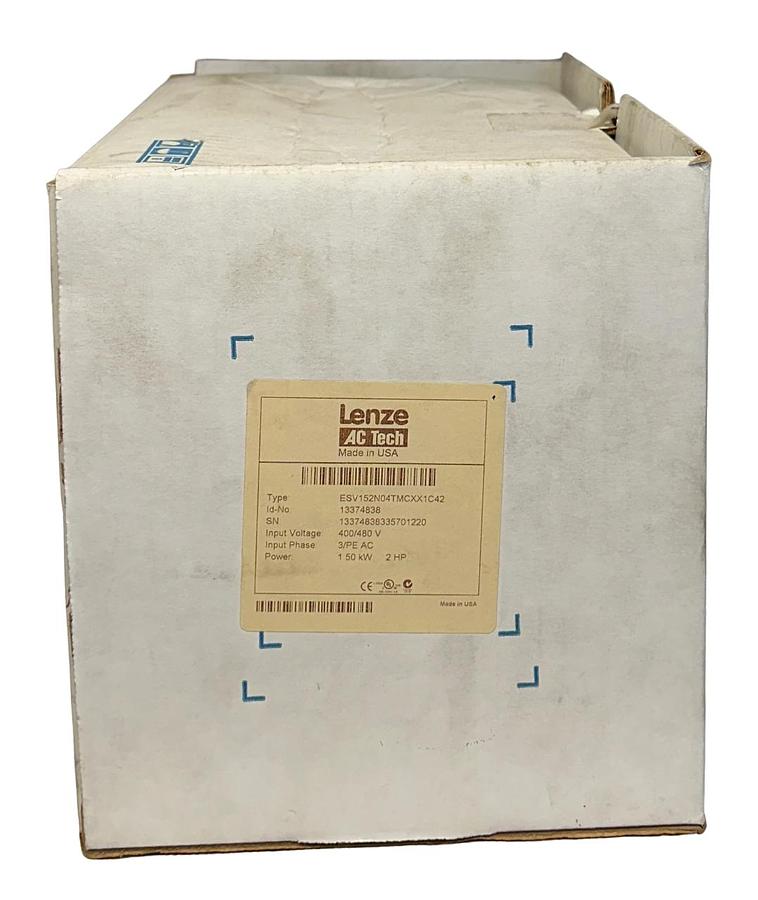 Used LENZE AC TECH ESV152N04TMC / 13374838 SMVector 1.5kW/2HP ESV152N04TMCXX1C42 NSMP