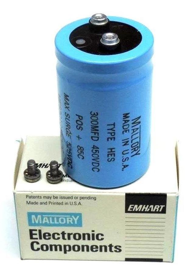Used NIB MALLORY HES301G450V3C CAPACITOR TYPE HES 300MFD 450VDC