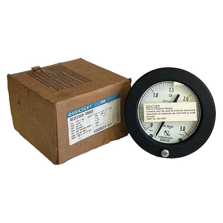 NEW ASHCROFT 45 1377 AS 02B 3/15 & 0/3 FT H20 RECEIVER GAUGE 1GA39973-014