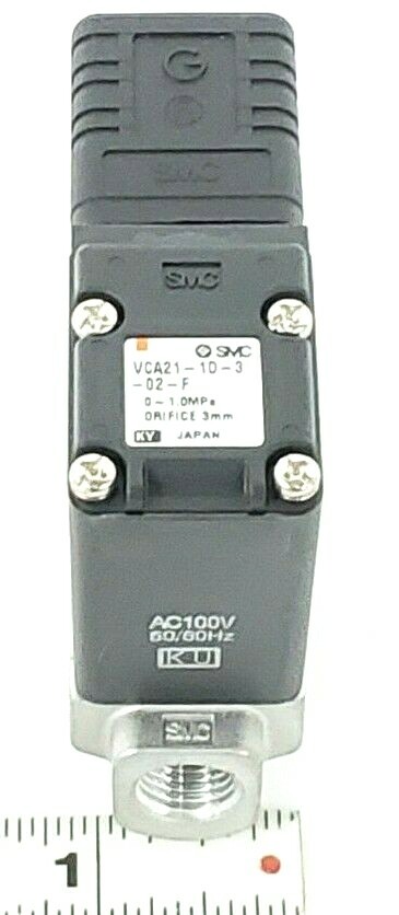 Used NEW SMC VCA21-1D-3-02-F VALVE 0~1.MPa ORIFICE 3MM, AC100 50/60HZ
