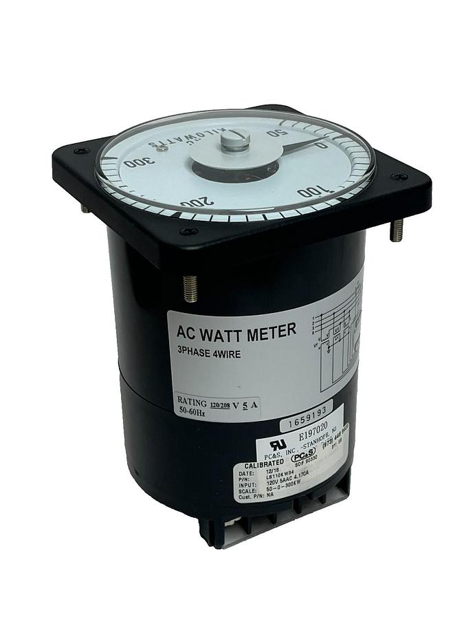 Used PC&S LS-110 Kilowatt Meter LS110KW34 | 120V 5A | Scale 50-0-300KW 3P4W , NSMP