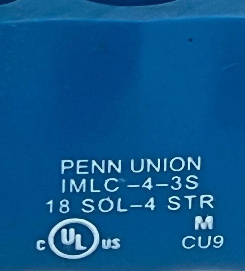 Box of 3 Penn-Union IMLC-4-3S Insulated Copper Connectors 3-Port 18 SOL - 4 STR