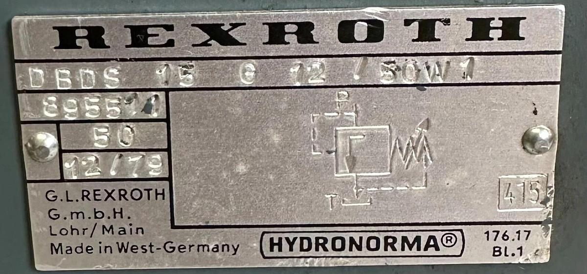 NEW REXROTH DBDS 15 G 12/50W1 / DBDS15G1250W1 HYDRONORMA HYDRAULIC VALVE 895511