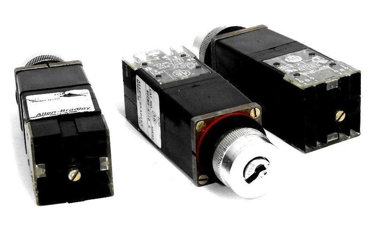 Used LOT OF 3 ALLEN BRADLEY 800MR-N31Q OPERATORS SER. A W/ 800M-XA SER. B CONTACTS