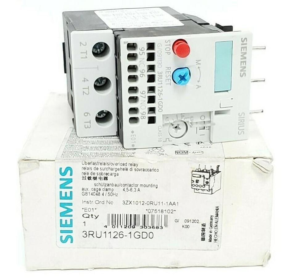 Used NEW SIEMENS 3RU1126-1GD0 OVERLOAD RELAY 3RU11261GD04.5-6.3A