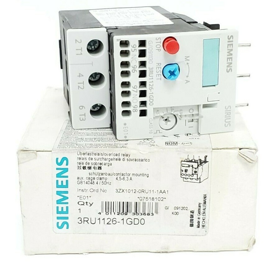 Used NEW SIEMENS 3RU1126-1GD0 OVERLOAD RELAY 3RU11261GD04.5-6.3A