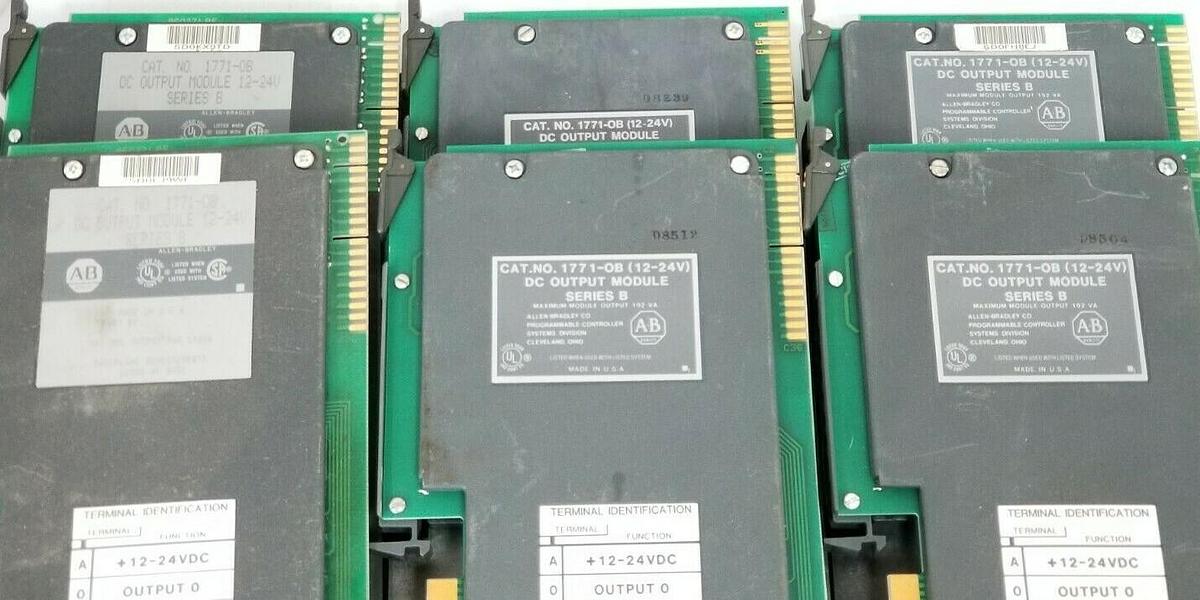 Used LOT OF 6 ALLEN BRADLEY 1771-OB OUTPUT MODULES DC SER. B 192VA 1771-0B 1771OB