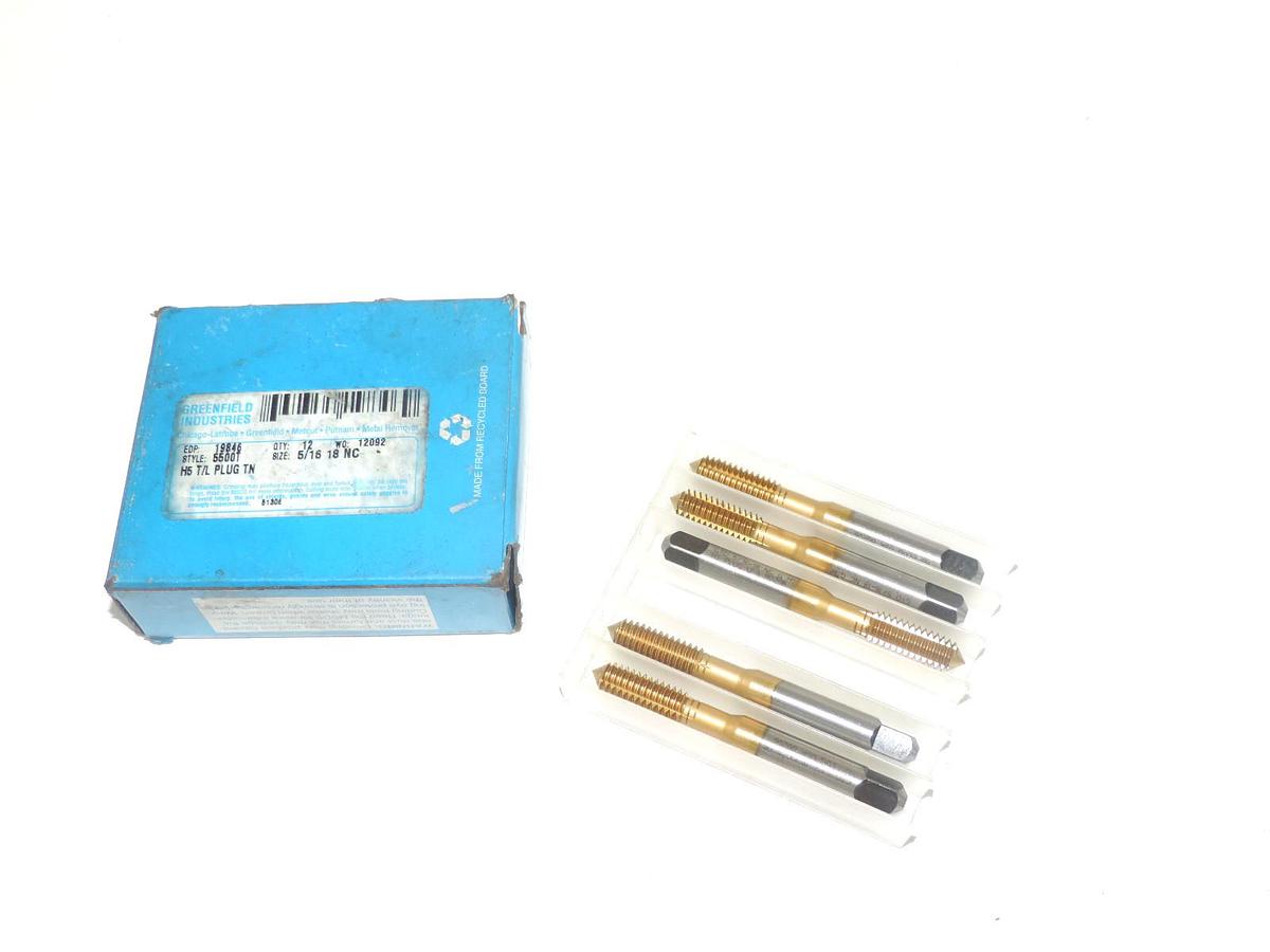 Used BOX OF 5 GREENFIELD INDUSTRIES 19846 PLUG TAPS STYLE 5500T 5/16 18NC H5 T/L PLUG