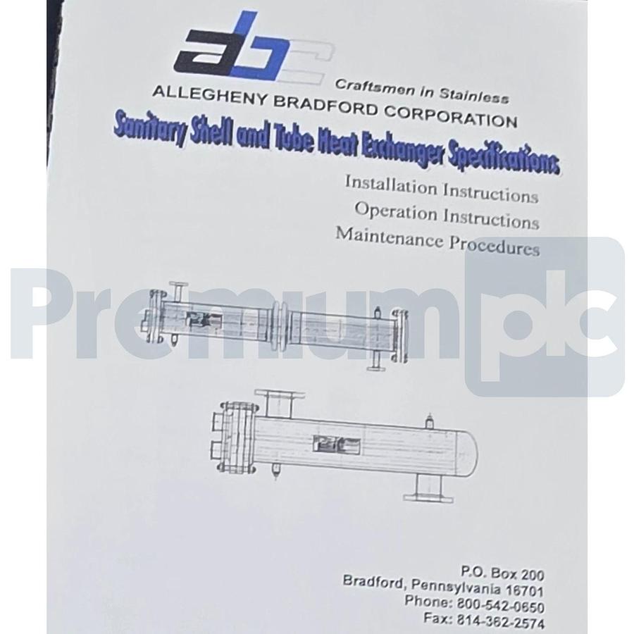 Allegheny Bradford HE01100 WF1 Heater SS Sanitary Shell & Tube Heat Exchanger