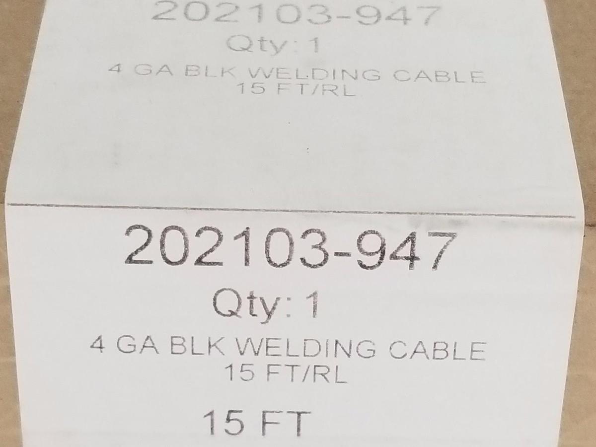 NIB 202103-947 WELDING CABLE 4 GA BLK 15FT/RL 600V, 202103947