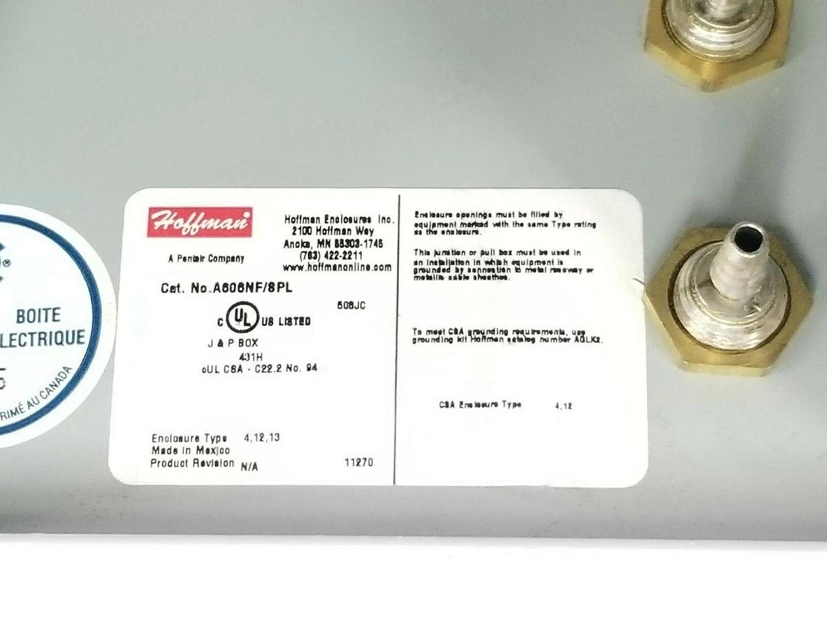 NEW HOFFMAN / PENTAIR A606NF/8PL ELECTRICAL ENCLOSURE 6 ''x 6'' x 4'' A606NF 8PL