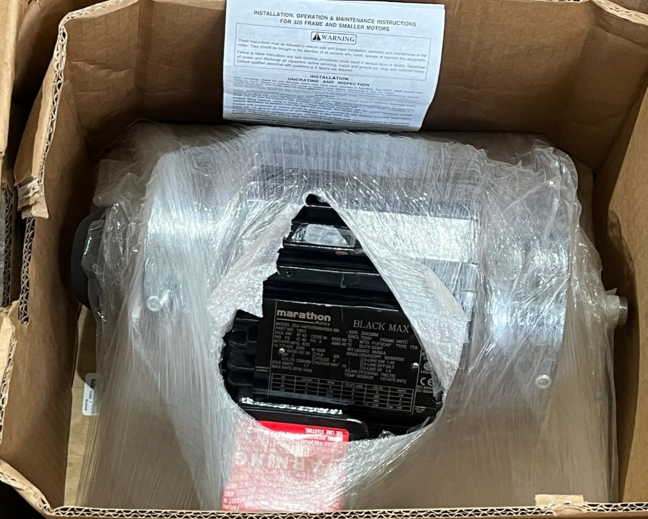 Used Marathon Black Max 2HP Inverter Duty Motor 145THTN6046 / Y551 3PH 1750RPM 145TC