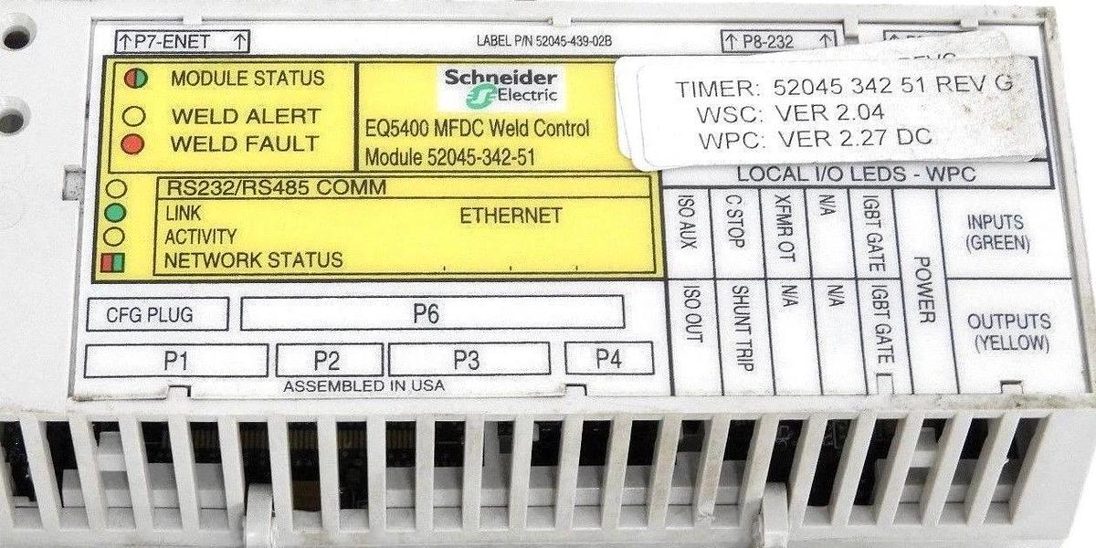 Used SCHNEIDER ELECTRIC SQUARE D EQ5400 MFDC WELD CONTROL MODULE 52045-342-51