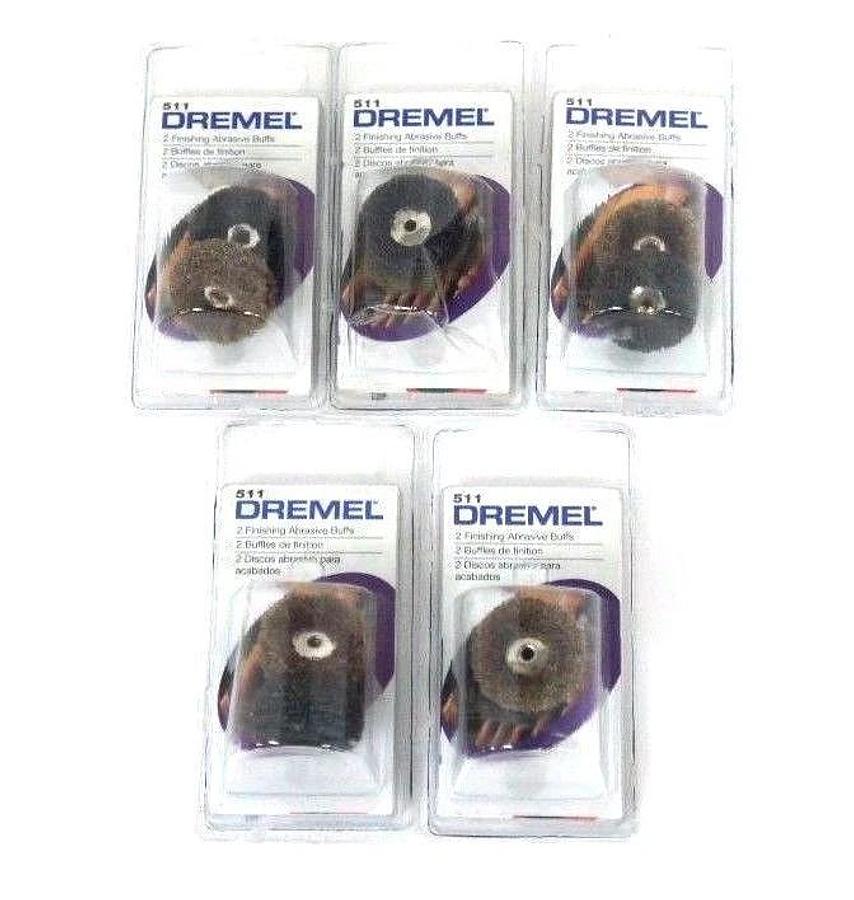 Used BOX OF 5 NEW DREMEL 511 FINISHING ABRASIVE BUFF WHEEL KITS 180&280 GRIT 5000511