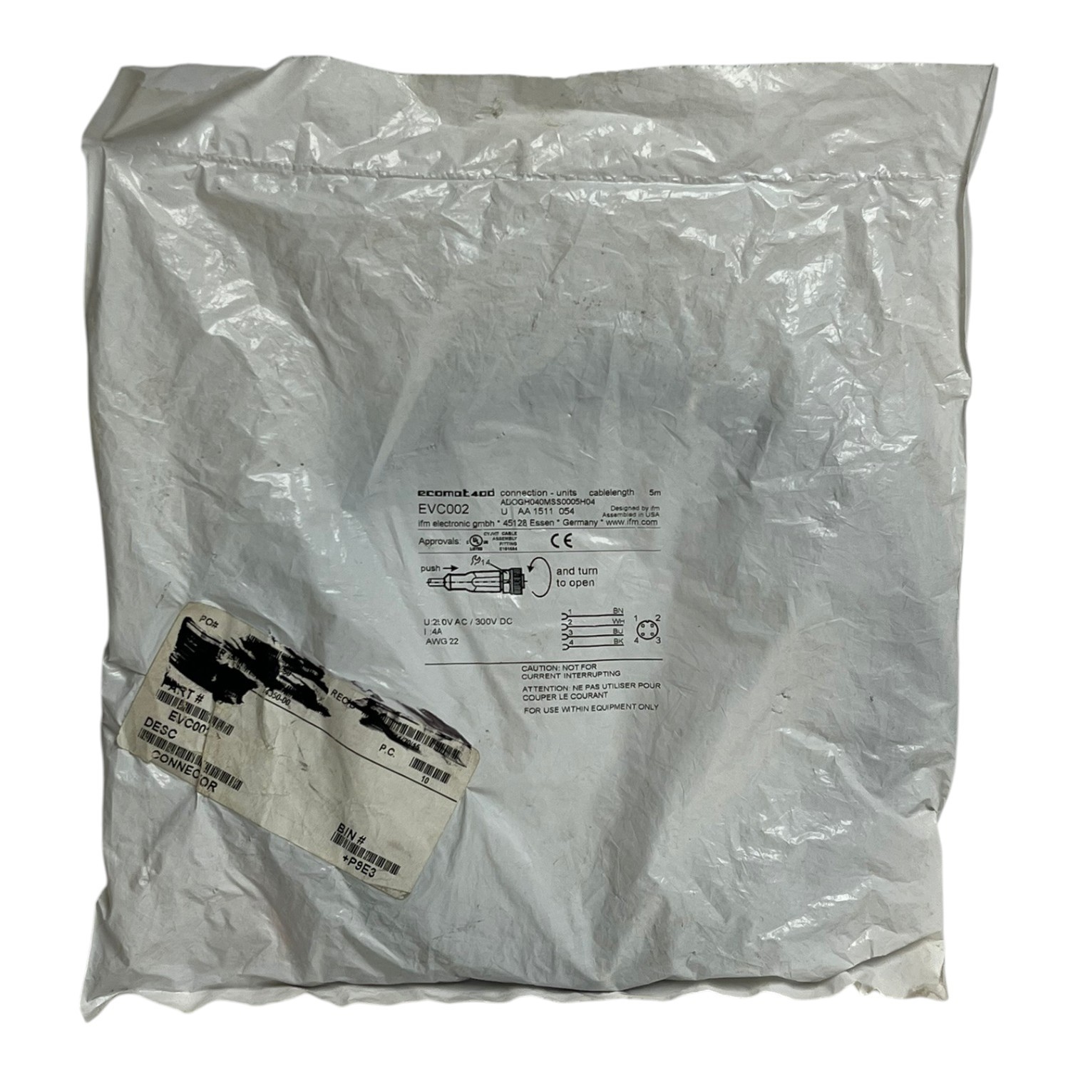 New IFM Efector EVC002 ADOGH040MSS0005H04 M12 Female Sensor Cable 5m Sealed