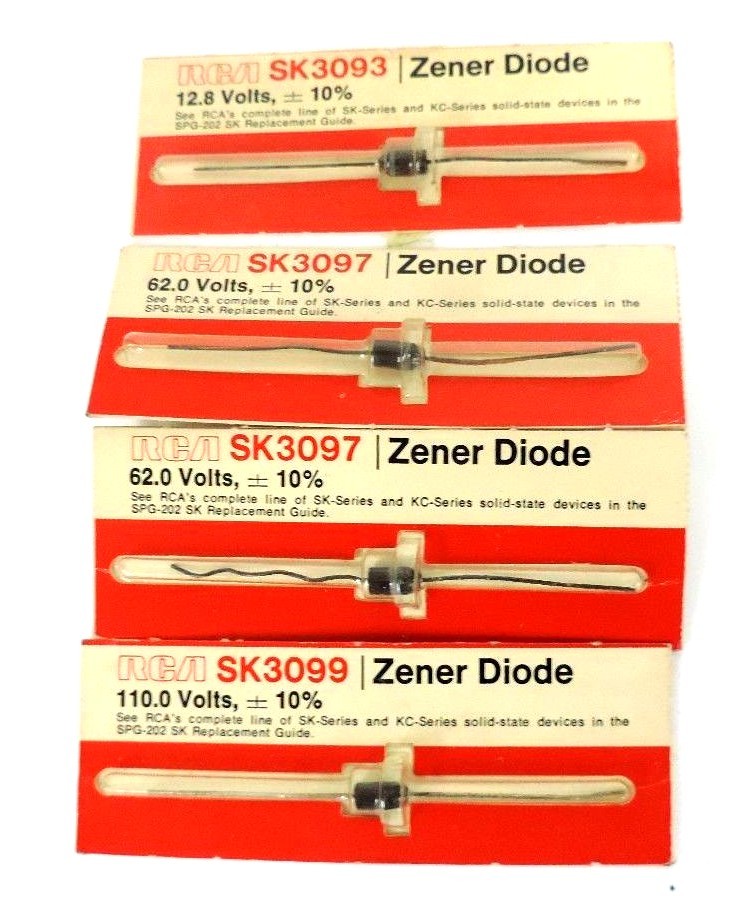Used LOT OF 4 NEW RCA ZENER DIODES SK3099, SK3097, SK3093