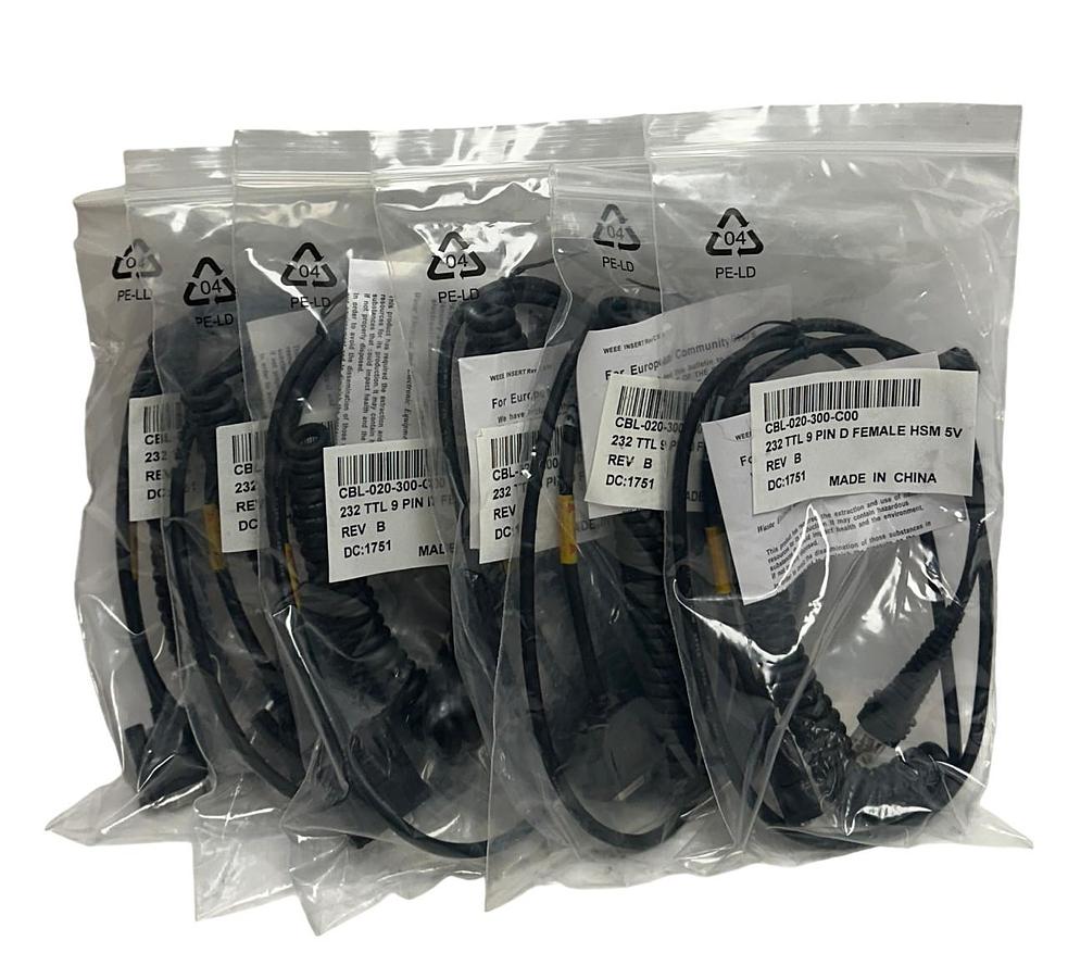 6 HONEYWELL CBL-020-300-C00 / CBL020300C00 SERIAL CABLES 9-PIN HSM 5V 1751 NSMP