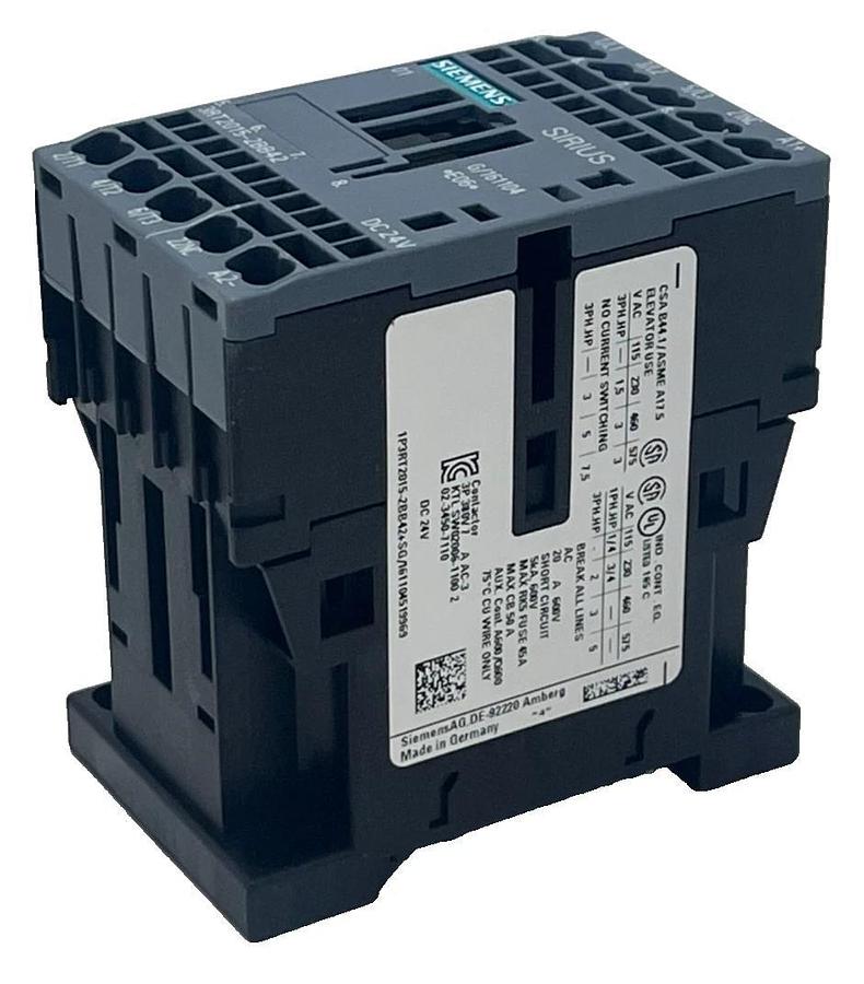2 SIEMENS Sirius 3RT2015-2BB42 Contactor 7A 24VDC 3-Pole Size S00 DIN Rail Mount