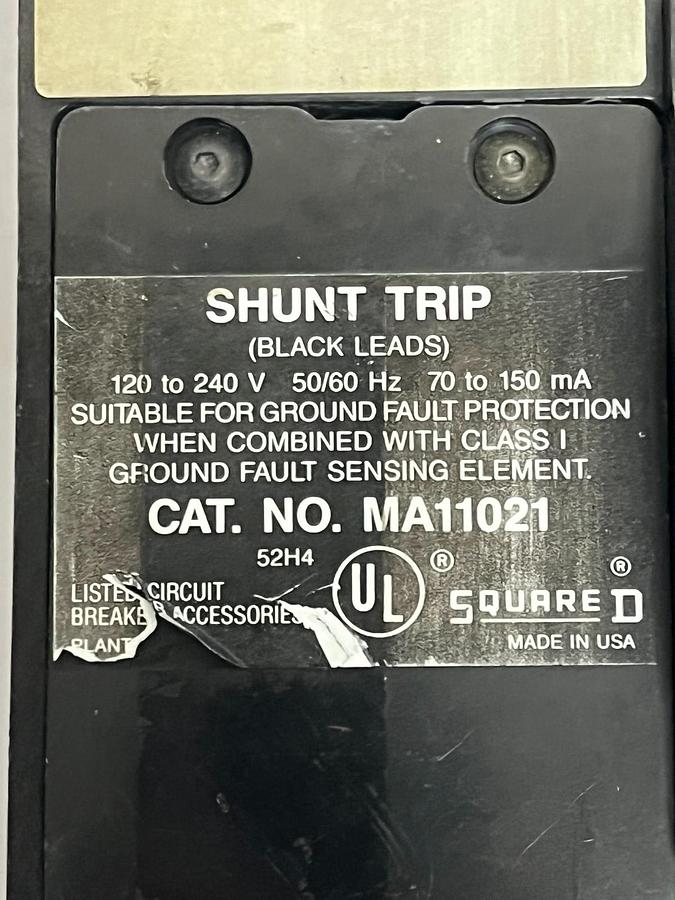 Used Square D MH36800 Circuit Breaker 3P 800A 600V w/ MA11021 Shunt Trip