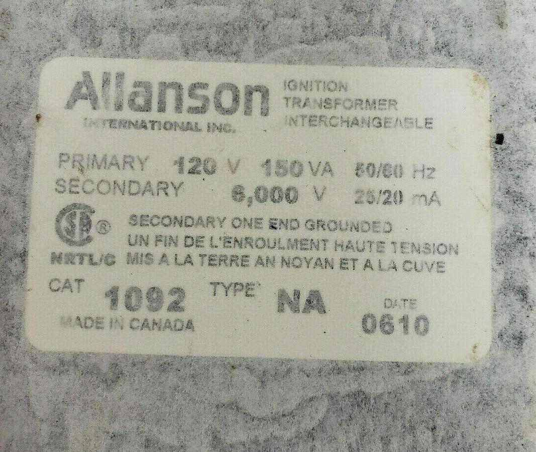 CASE OF 6 NIB ALLANSON 1092-NA IGNITION TRANSFORMERS 120/6000V 1092NA
