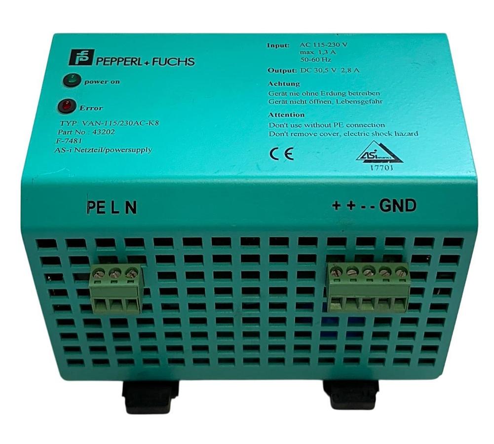 Used PEPPERL+FUCHS VAN-115/230AC-K8 / 43202 POWER SUPPLY 115-230VAC 1.3A INPUT USNP