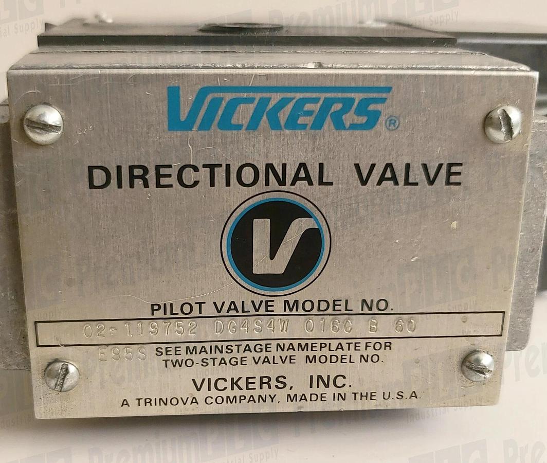 Used EATON VICKERS DG4S4W-016C-B-60 DIRECTIONAL CONTROL VALVE 02-119752 W/COIL 868982