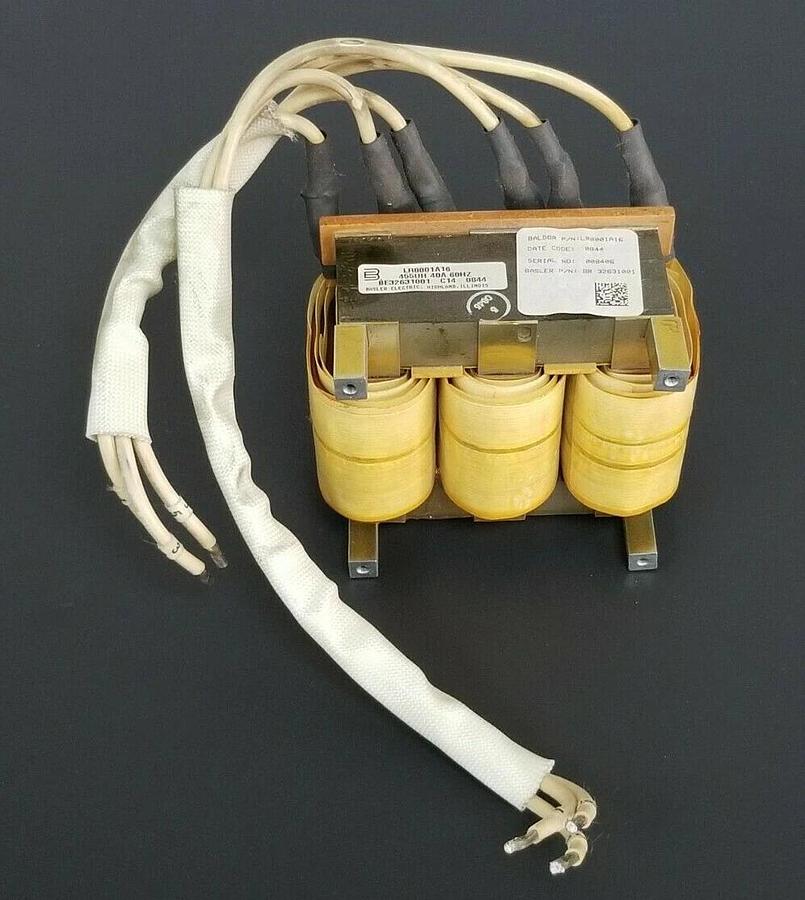 Used BALDOR / BASLER LR0001A16 REACTOR TRANSFORMER 455UH 40A 60HZ BR-32631001