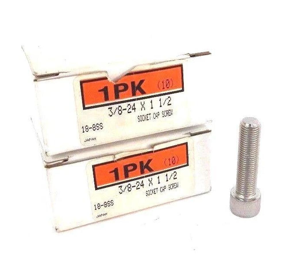 Used LOT OF 15 NEW GENERIC 18-8SS SOCKET HEX CAP SCREWS 3/8-24 X 1-1/2, 18-8-SS