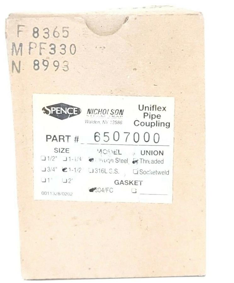 Used NIB SPENCE NICHOLSON 6507000 UNIFLEX PIPE COUPLING 1-1/2'' CARBON STEEL