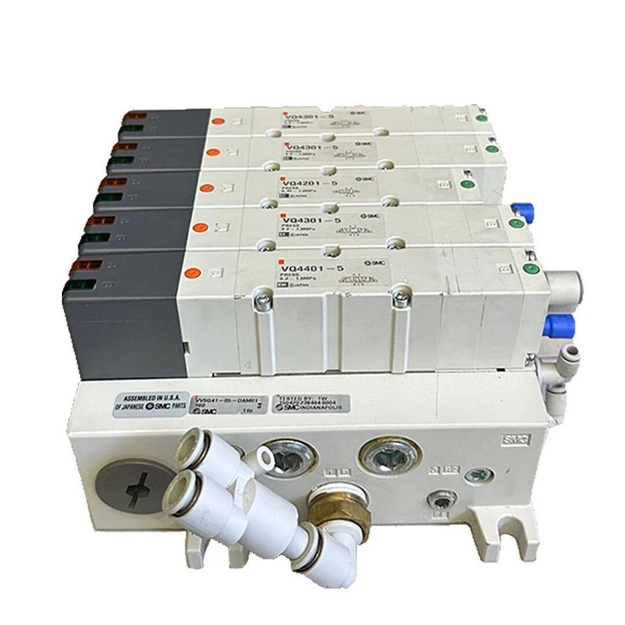 Used SMC VV5Q41-05-DAM01 / VV5Q4105DAM01 VALVE MANIFOLD W/ VQ4401-5 VQ4301-5 VQ4201-5