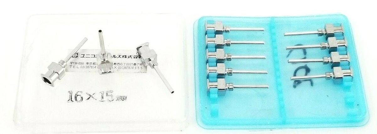 LOT OF 12 NEW GENERIC / UC 16x15MM DISPENSING NEEDLES 15MM TUBE LENGTH