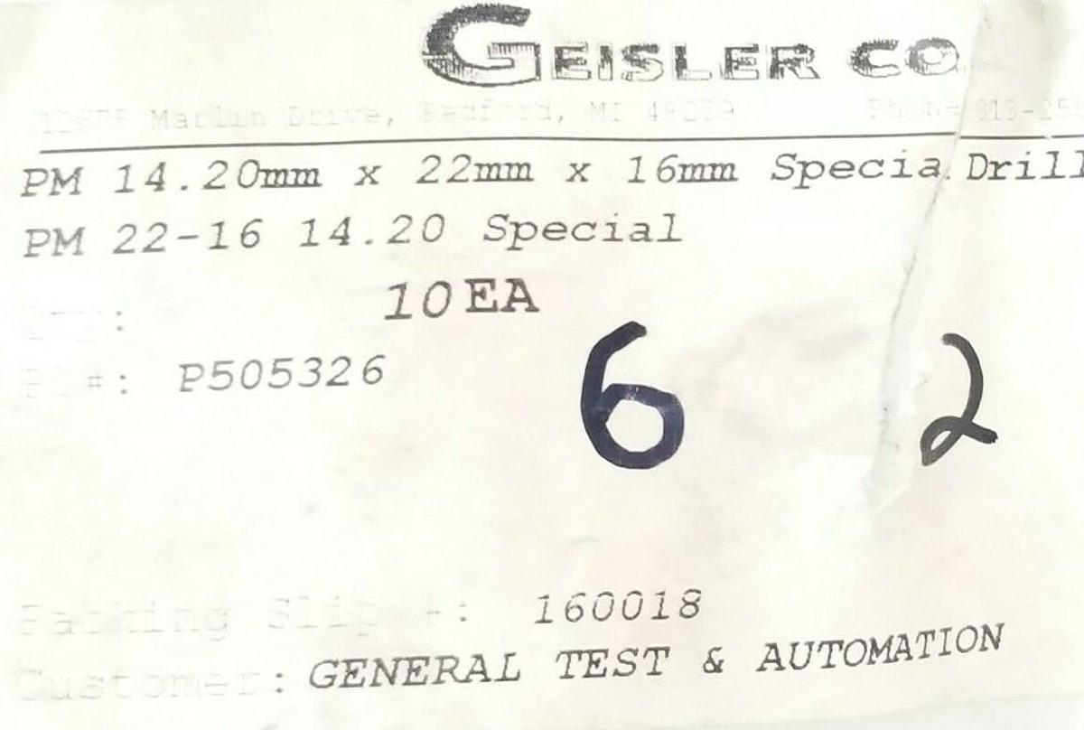 Used LOT OF 5 NEW GEISLER AK 14.20 SPECIAL DRILL BUSHINGS PM 14.20MM X 22MM X 16MM