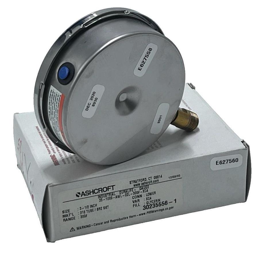 Ashcroft 35-1009-AWL-02L-300#-XC4 Duralife Pressure Gauge 3.5" 0-300 PSI Liquid