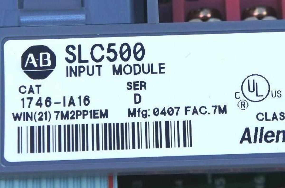 Used ALLEN BRADLEY SLC 500 1746-IA16 INPUT MODULE 85-132VAC 50/60HZ SER D 1746IA16