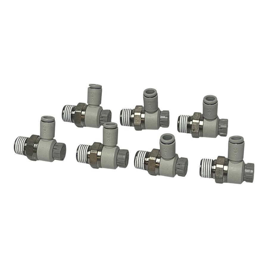 Lot of 7 SMC AS2201F-02-06SA Air Speed Control Valves Flow Control 1/4" 6mm New